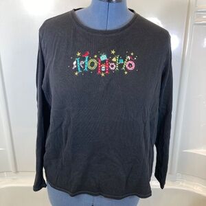 Christmas Black Long Sleeve Shirt Sz XL Embroidered Embellishments From Target